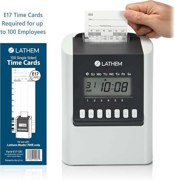 Lathem 700E Calculating Electronic Time Clock, Gray, 6.9" x 5.2" x 9.6"