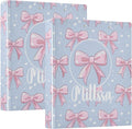 Cute Pink Bows 3 Ring Binder with Clipboard Round Ring Binders Ribbons Personalized Binder 3 Interior Clear Pockets for Office Supplies 2 Pack