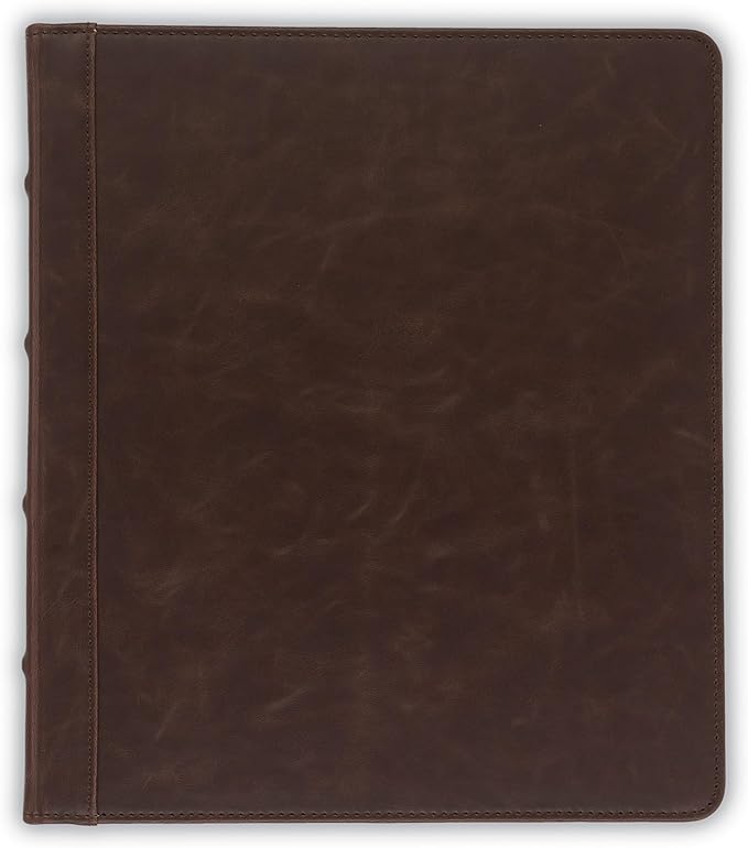Samsill Vintage Leather Binder, 0.5 Inch Round Ring (Holds 100 Sheets), Letter Size 8.5x11 Documents, Professional Organizer Portfolio, No Zipper, Brown