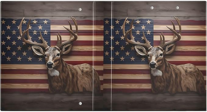 3 Ring Binder, American Flag Deer File Folder Holds 200 Sheets File Storage for Women Men School Office Supplie