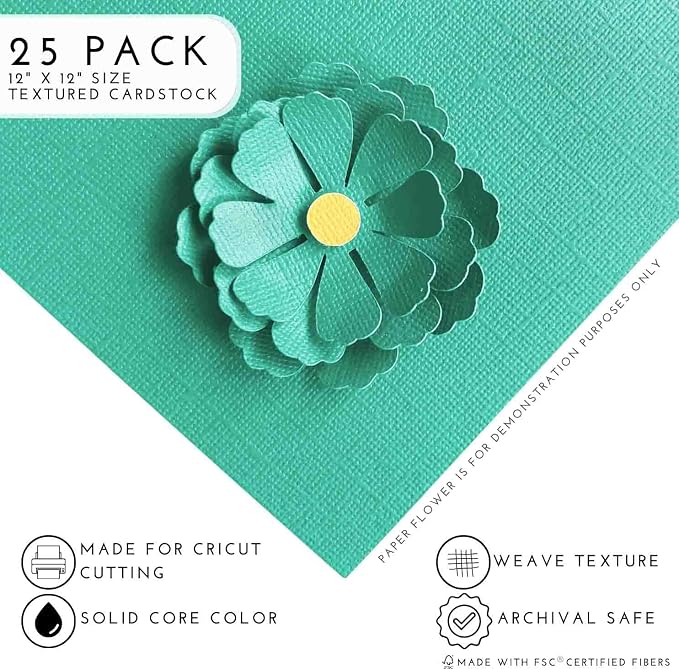 TROPICAL SPLASH—12x12 Textured Cardstock | 80lb Textured Green Scrapbook Paper | Premium Cardstock for Cricut Cutting | 25 Sheets