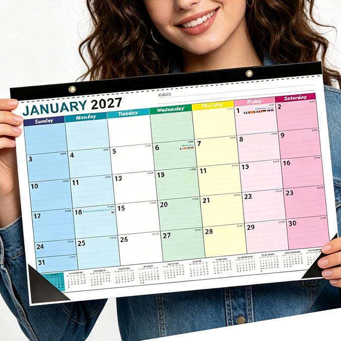 Desk Calendar 2027-2028, Large Desk Calendar 12 x 17, 18 Months | Desktop Blotter Calendar from Jan 2027 to Jun 2028, Monthly Wall Calendar for Office School Home