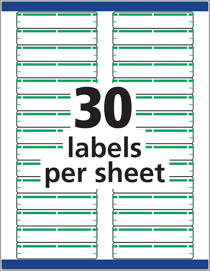 Avery Green File Folder Labels for Laser and Inkjet Printers with TrueBlock Technology, 2/3 inches x 3-7/16 inches, Box of 1500 (5866)