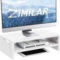 Zimilar Monitor Stand Riser, 2 Tiers Wood Laptop Computer Monitor Riser | for PC Screen, iMac, Desktop Screen Monitor Stand Riser with Storage for Home Office