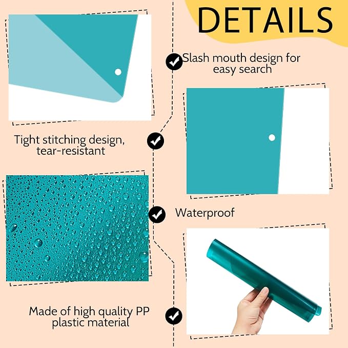 Maitys 50 Pack Binder Pockets 3 Ring, Letter Size 8.5x11,Summer Color | Clear Plastic Document Sleeves, Sheet Protectors with Slash Jacket, Fits Standard 3 Hole Binders, Organize Office Papers
