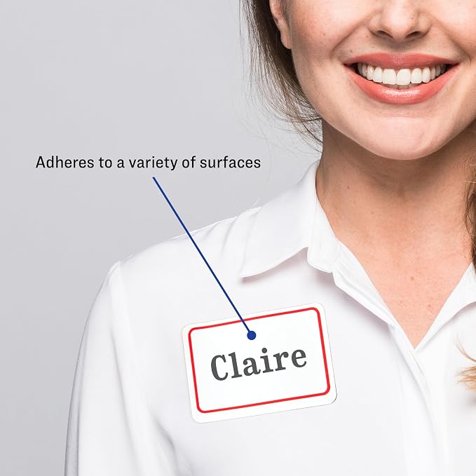 Avery Flexible Printable Name Tags, 2-1/3" x 3-3/8", White with Red Border, 400 Removable Name Badges (05095)