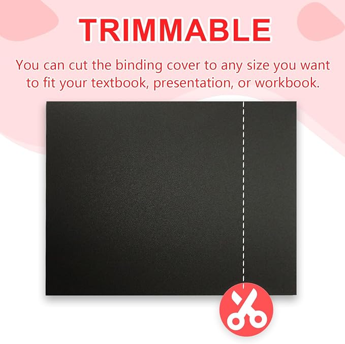 HOUYEE 100 Pack 16mil Binding Presentation Covers, Sand Texture, Black | Plastic Back Binding Polycovers, 8.5x11 Inch Letter Size, Square Corners,Un-Punched, Office & School Supplies
