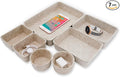 7pc Scandinavian Felt Desk Drawer Organizer Oatmeal Catchall Tray | Sustainable material soft yet sturdy,multi-purpose storage, sleek minimalist lifestyle