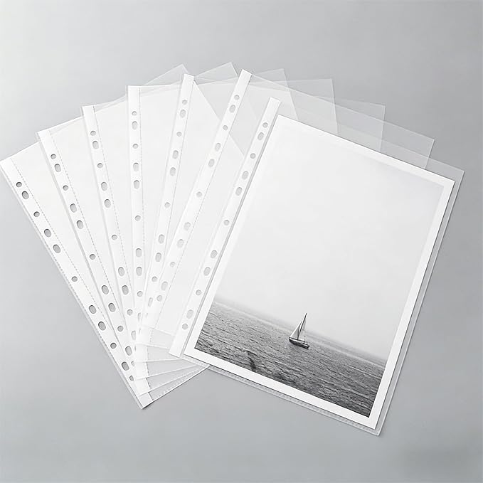 100 Pack 11-Hole 9-Pocket Binder Sleeves, Top-Loading Card Protectors, Waterproof & Dustproof, Thick Clear Material, Fits Most 3-Ring Binders, High Transparency for Trading Cards/Photos
