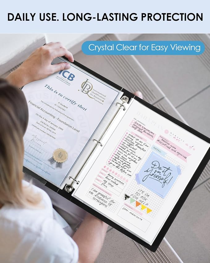 KTRIO Non Glare Sheet Protectors for 3 Ring Binder 200 Pack, 8.5 x 11 inch | Reduce Glare Clear Page Protectors Letter Size Plastic Paper Sleeves, Acid-Free, Top Loading, Business Office School Supplies