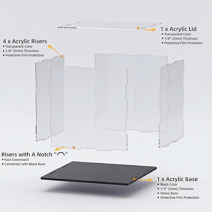 Large Acrylic Display Case, Clear Acrylic Display Box with Matte Base, Dustproof Collectible Storage Cases, DIY Easy Assembly Showcase for Figures, Models, Collectibles, 14 x 10 x 10 inch