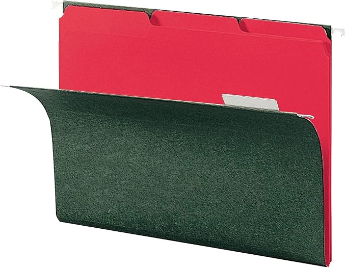 Smead Interior File Folder, 1/3-Cut Tab, Letter Size, Red, 100 per Box, Expandable File Folders for Filing Cabinet