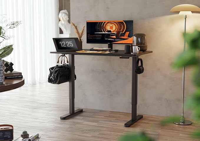 Claiks Electric Height Adjustable Standing Desk, 35x20 Inch, Black | Smooth Height Adjustment, 3 Memory Presets, Cable management hub & hook, Stable Steel Frame, 156 lbs Capacity, Easy Assembly