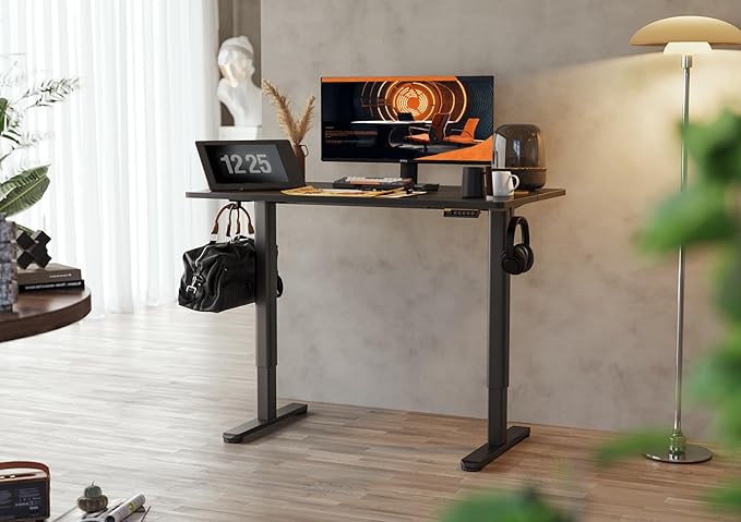 Claiks Electric Height Adjustable Standing Desk, 40x24 Inch, Black | Smooth Height Adjustment, 3 Memory Presets, Cable Management Hub&Hook, Stable Steel Frame, 176lbs Capacity, Easy Assembly