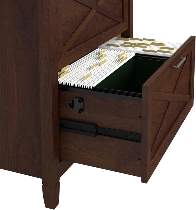 Bush Home Key West 2 Drawer Lateral File Cabinet in Bing Cherry, Document Storage for Home Office, Accent Chest with Drawers