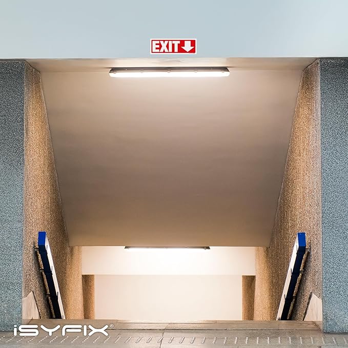 iSYFIX Exit Signs Stickers 12 Pack 12x4 Inch - Laminated Premium Vinyl Directional Down Arrow Signs for Buildings, Office, Workplace, Stores, Schools, Theaters, Parking, Restaurants, Factories