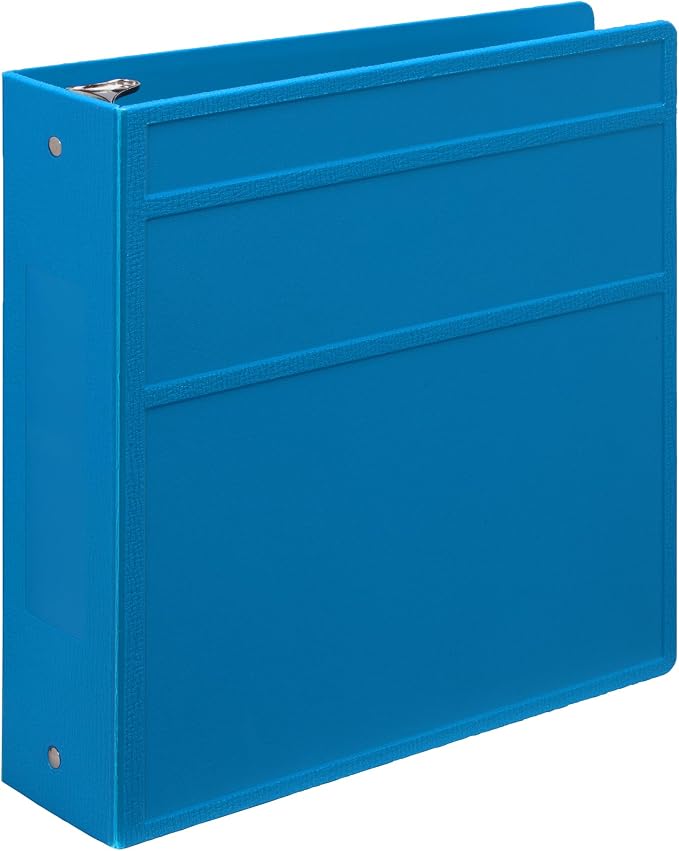 Carstens 3-Inch Heavy Duty 3-Ring Binder - Side Opening, Pool Blue, Durable Plastic, Precision No-Gap Rings, Waterproof Cover, No Pockets, Holds 400 US Letter Sheets, BPA-Free, Made in USA (1700-3R)