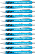 ExpressDesigns™ - Your Name or Imprint on our Custom Printed Addison Ballpoint Pen - Rubber Grip For Writing Comfort And Control, black ink, medium point - 12 Pack (Light Blue)