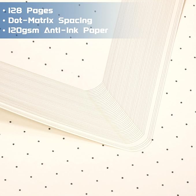 Dotted Journal/Notebook - Dot Grid Hard Cover Notebook, 5.3'' x 8.26''