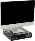 Mind Reader Monitor Stand, Ventilated Laptop Riser, Desktop Organizer, Storage, Metal Mesh, 13.25"L x 12.5"W x 3"H, Black