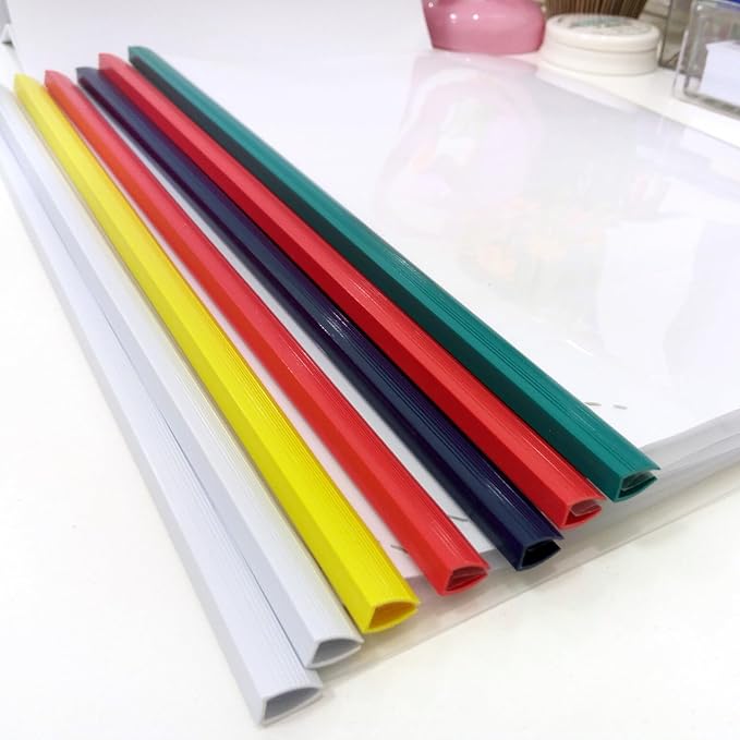 PATIKIL 100Pcs Binding Bars, 10mm Binding Bars Slide Grip 70 Sheets Capacity A4 Size Report Binder Triangle Presentation Binder for Report Cover Resume, Blue