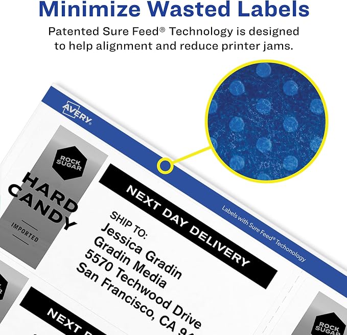 Avery® Printable Blank Shipping Labels, 2.5" x 4", White, 800 Labels, Laser Printer, Permanent Adhesive (5817)