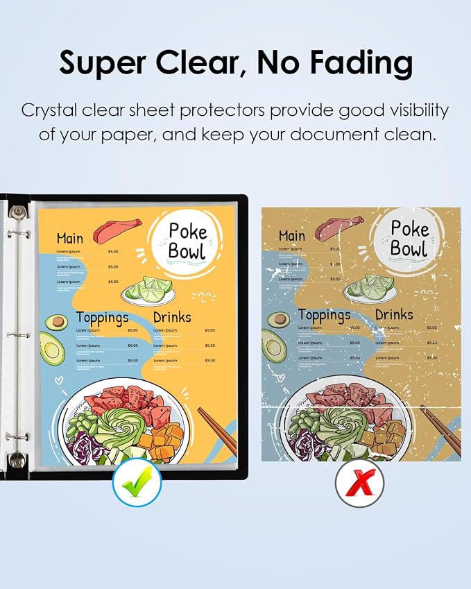 KTRIO Sheet Protectors for 3 Ring Binder 600 Pack, Plastic Sleeves 8.5 x 11 | Clear Page Protectors, Acid-Free Plastic, Fits Letter Size Paper Documents, Top Loading, Business Office School Supplies