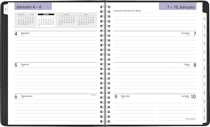 AT-A-GLANCE 2027 Planner Refillable, Weekly & Monthly, 7.5" x 9.25", Executive, DayMinder, Black (G5450027)