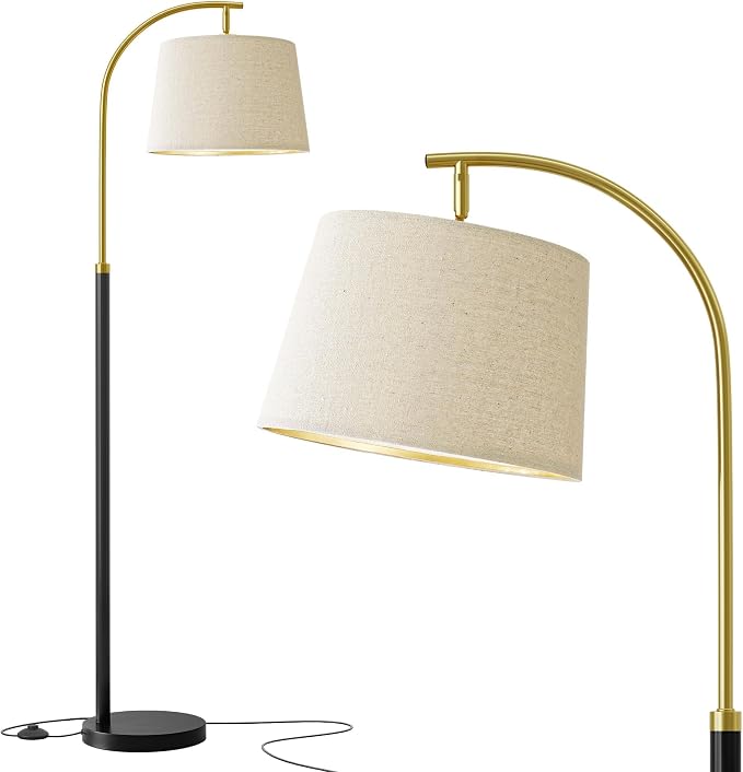 G-SAFAVA Floor Lamps for Living Room Bedroom, 62.5" Mid Century Modern Lamp Gold Standing Tall Arc Lamps with Foot Switch, Floor Lamps for Nursery Office Decor Corner Reading Room Light