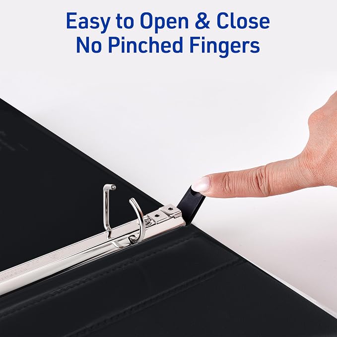 Avery Heavy-Duty View 3 Ring Binders, 1 Inch One Touch Slant Rings, DuraHinge, 1.4 Inch Wide Spine, Customizable Clear Cover and Spine, Black Binders (4-Pack of 79868)