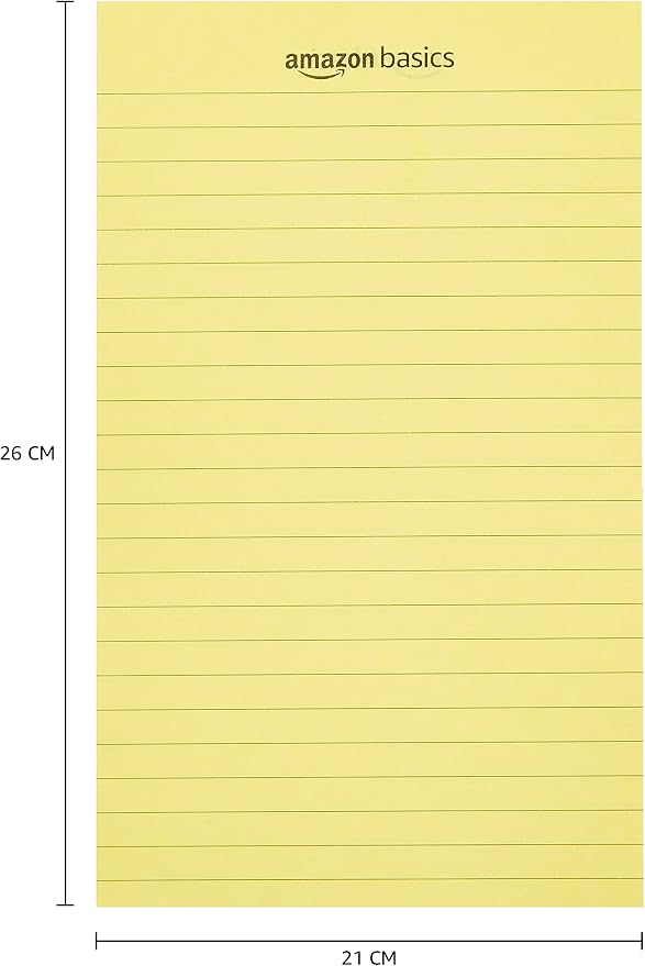 Amazon Basics Legal/Wide Ruled 8-1/2 by 11-3/4 Legal Pad, White, 600 Count (12 Pack of 50 Sheets)