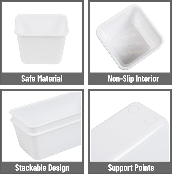 Mind Reader 25-Piece Drawer Organizer Set, Storage Trays for Kitchen, Bathroom, Office, Makeup, Jewelry & More, Junk Drawer Tray, Utensil Holder, Plastic, White