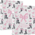 Pink Bows 3 Ring Binder with Clipboard Round Ring Binders Black Cow Name Custom Binder 3 Interior Clear Pockets for Office Supplies 1 Pack