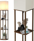 SUNMORY Floor Lamp with Shelves, Standing Lamps for Living Room, Brown | 3 CCT LED Bulb Include, 4-Tier Display Bookshelf, 63" Tall Corner Shelf Lamp, Modern Style for Bedroom, Office, Home Decor