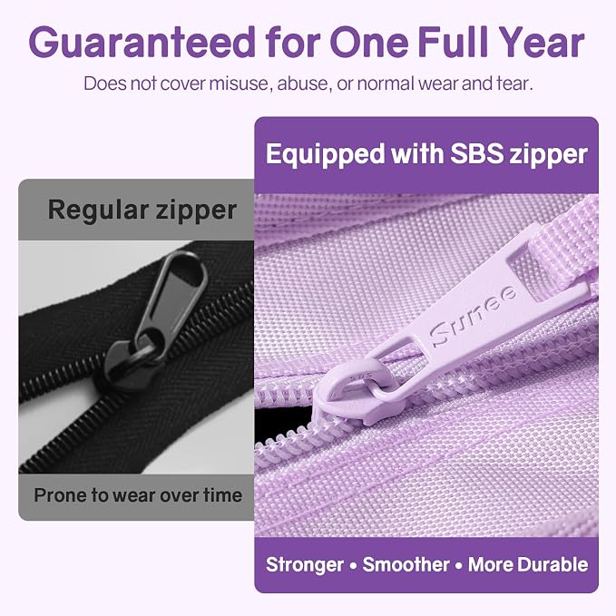SUNEE Zippered Binder Bag with Handle, 2-Inch 3-Ring O-Ring, 500-Sheet Capacity, Includes Zip Pocket, 5-Tab Expanding File Folder, Multi-Pocket Organizer Binder for Middle School, Lavender Purple