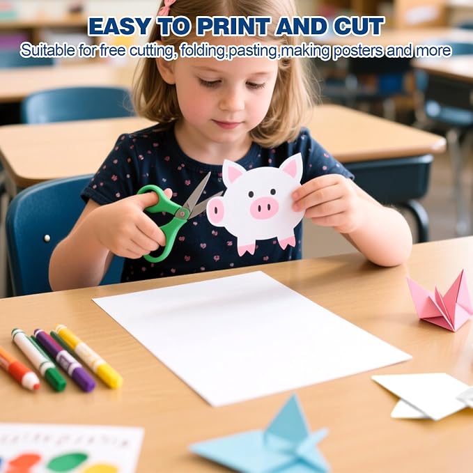 TUXIYA 500 Sheets White Cardstock Paper,8.5" X 11" Card Stock 180 GSM/65 LB | Cardstock Printer Paper Construction Paper White Card Stock for Art, Invitations, DIY Cards, Watercolor & Craft Projects