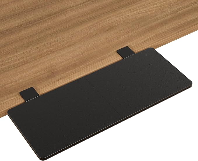 Suptek Clamp-on 9.5 x 23.6 inch Desk Extender, Wrist Support, Foldable Keyboard Tray Platform, Suitable for Office Desks, Black, DSF3LB