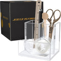 Pen Organizer for Desk-A Modern Desk Accessory w/a Removable Divider is Great as a Pen & Makeup Brush Holder-This Chic Acrylic Storage Stand Makes a Great Gift for Home/Work Space