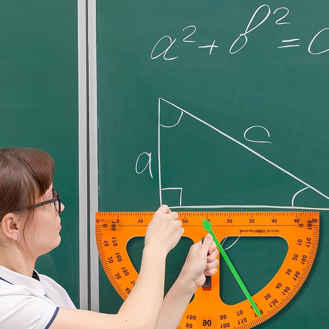 Operitacx Large Protractor, Classroom Math Protractor, Teaching Magnetic Protractor, 180 Degrees Teacher Blackboard Drawing Tool Classroom Supply (19.6x11 inch)