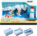 3D Time Piece Calendar, 2027 Desk Calendar With LED Light, 3d Tree Memo Pad Creative Desk Calendar, Christmas Gift for Colleague Friend, Desktop Decoration (Surf)