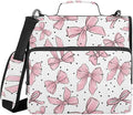 Pink Bows Dots 3 Ring Binder Bag 1.5 inch Binder Organizer with Zipper Shoulder Strap 500 Sheet Documents Storage for School Office