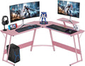 FDW L Shaped 51 Inch Gaming Desk,Corner Computer Desk,PC Gaming Desk,Writing Workstation with Large Monitor Stand for Home Office,Soft Pink