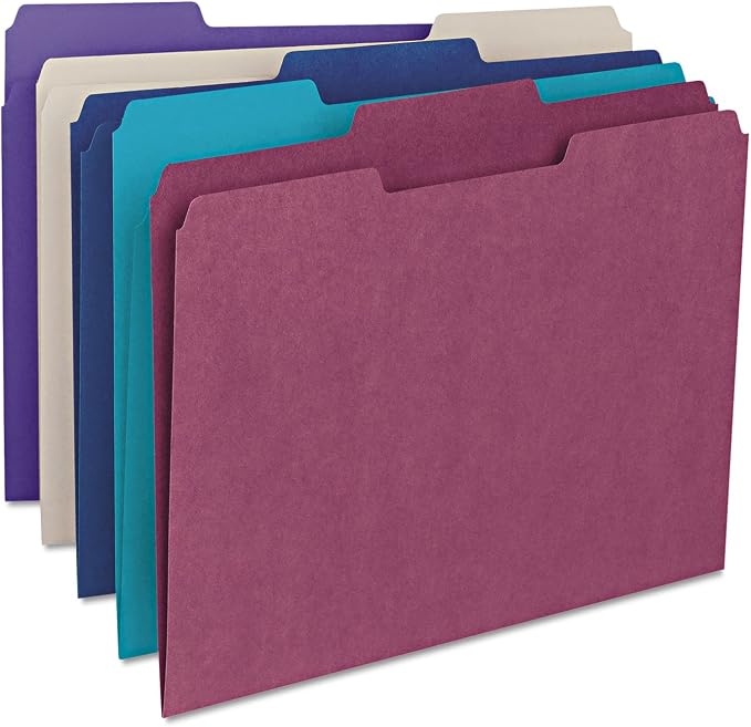 Smead Colored File Folder, 1/3-Cut Tab, Letter Size, Gray, 100 per Box (12343)