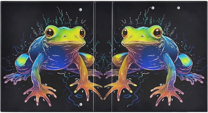 Colorful Frog 3 Ring Binder Letter Size 1.5 Inch Binders 3 Ring with 3 Pockets & Clipboard Three Ring Binder Organizer for Girls School Supplies 1 Pack