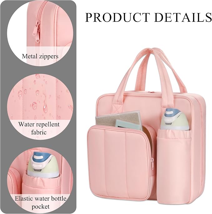 Upgraded Zipper Binder | 3-Inch & 2-Inch O-Rings, 600 Sheet Capacity Trapper Keeper with 13 Inch Laptop Sleeve & Water Bottle Holder, Binder Bag with Multi-Pockets & Shoulder Strap (Pink)