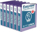 Easyview 3-Ring Binder, Clear-View Cover, 1.5" Round Rings, 6 Pack | Heavy-duty binder, fits 8.5" x 11" paper, purple, customizable cover, made in Canada, ideal for school or office use