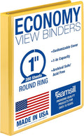 Samsill Economy 3 Ring Presentation View Binder, 1 Inch Round Ring, Yellow – Holds 200Sheets, Customizable Clear View Cover(18531)