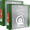 BAZIC Products 2" Green 3-Ring View Binder, Slant-D Ring, 2 Pockets, 2-Pack | 2 inside pockets, 2 in Green view 3-ring binder, slant-D rings, holds up to 480 sheets, Durable poly cover, 2 Pockets