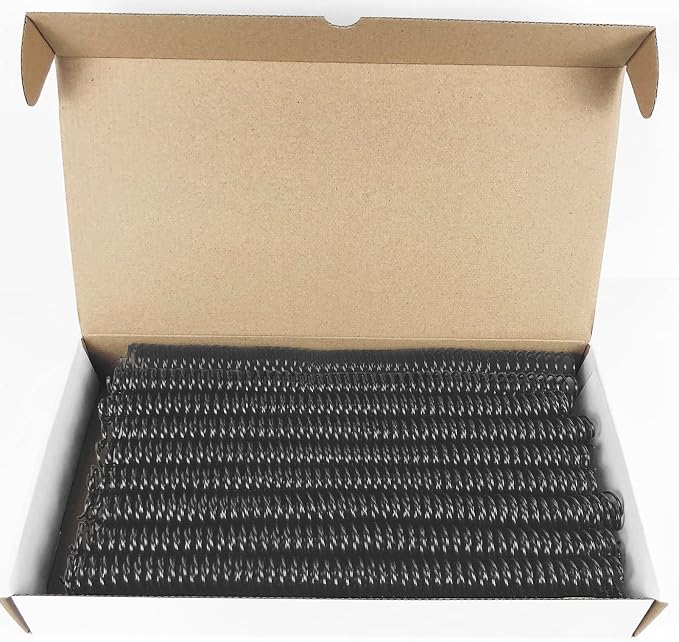 Binditek Plastic Spiral Binding Coils, 14 mm, 4:1 Pitch, Black, 200 Pack