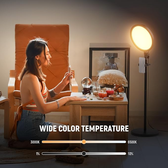 NEEWER Basics 12" 24W Large Ring Light w 68" Stand/Phone Holder for iPhone | Remote, Video Recording Selfie Streaming Makeup Studio Photography, 3000K-6500K CRI98 Full Screen LED Panel Lighting, BR13